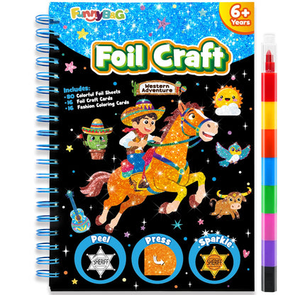 FUNNYB&G Foil Art Craft Kit for Kids, Sparkly Birthday Gift Toy for Boys