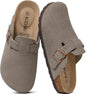 KIDMI Genuine Suede Clogs for Women Men Cork Footbed Mules Potato Shoes