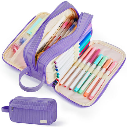 Sooez High Capacity Pencil Case, Soft Corduroy Pencil Pouch