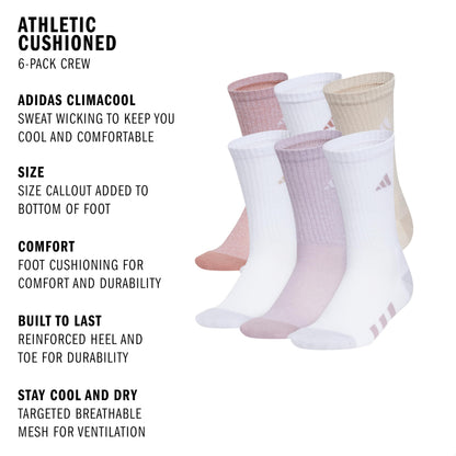 adidas Kids Athletic Cushioned 6-Pack Crew (Little Kid/Big Kid/Adult)