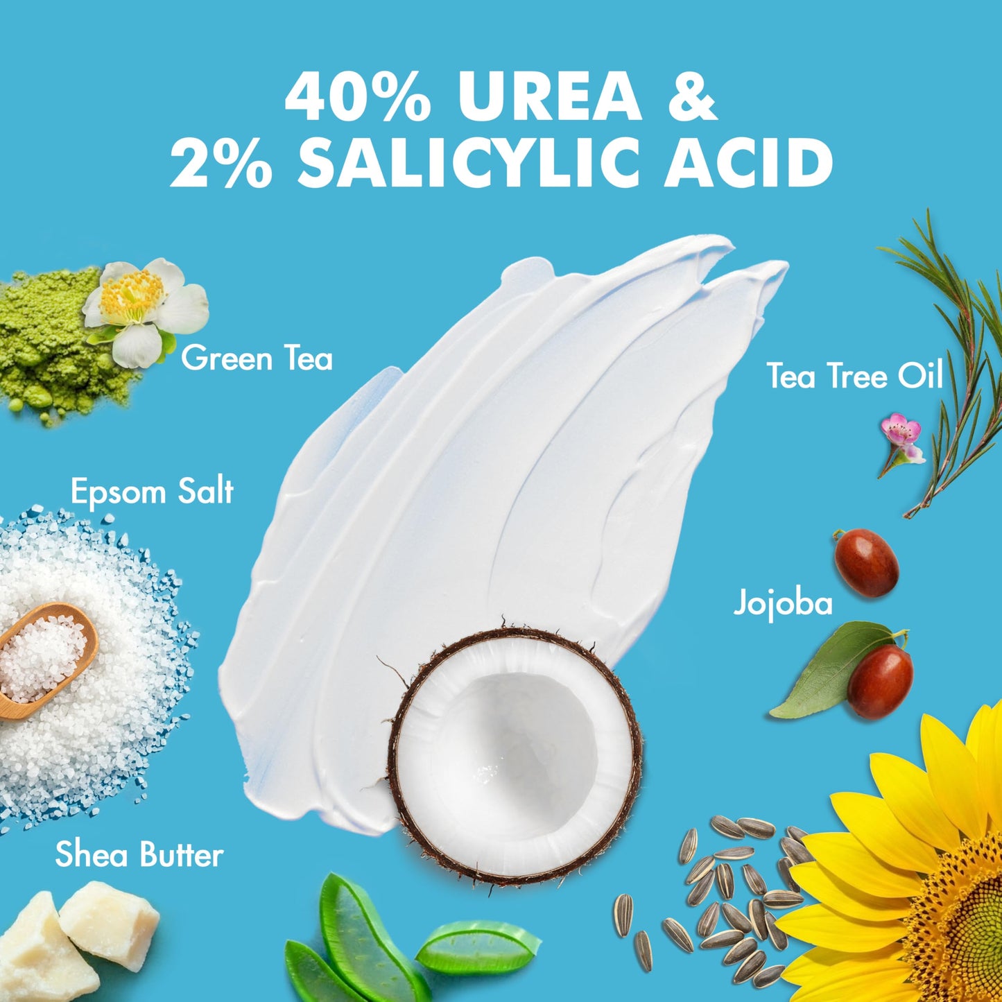 Ebanel Urea Cream 40% plus Salicylic Acid 2% for Dry Cracked Feet Skin, 2PK