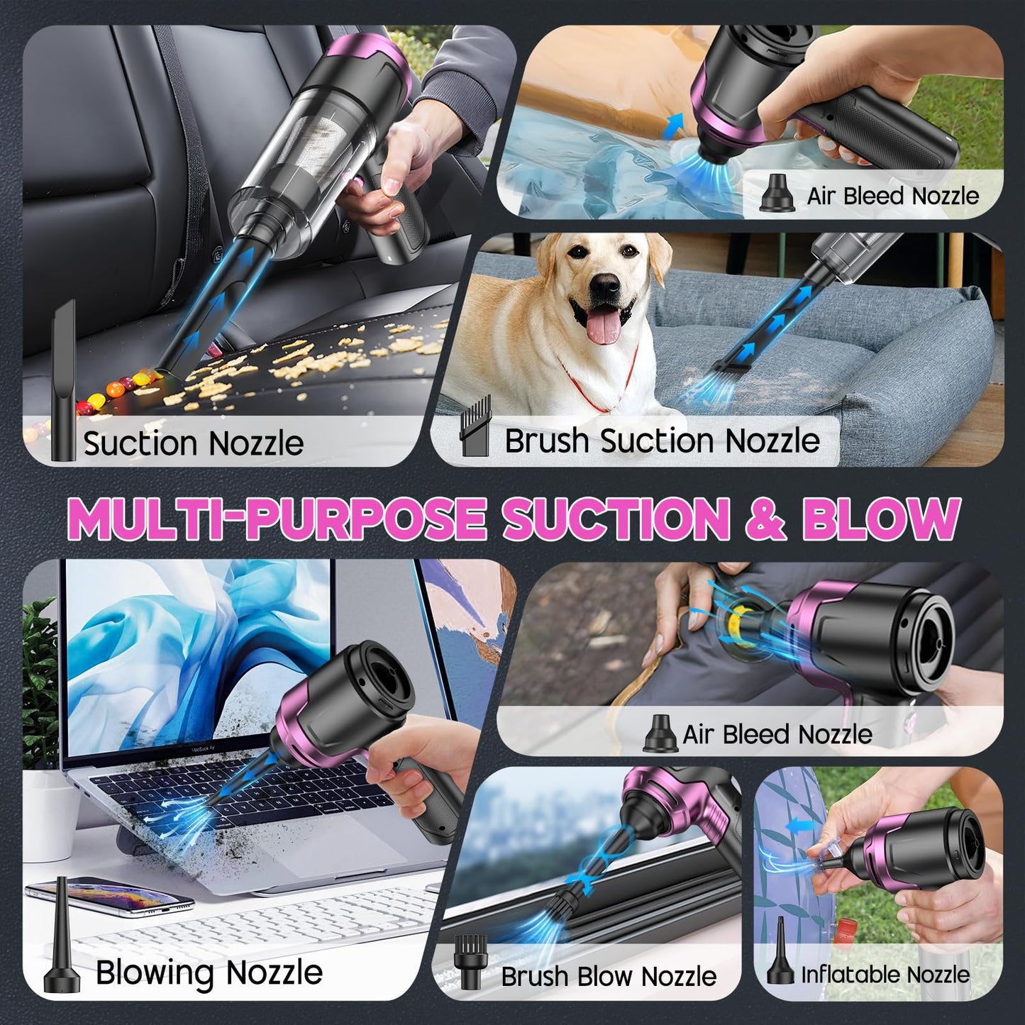 KMM Handheld Car Vacuum Cleaner, Hand Held Vacuum Cleaner and Air Duster