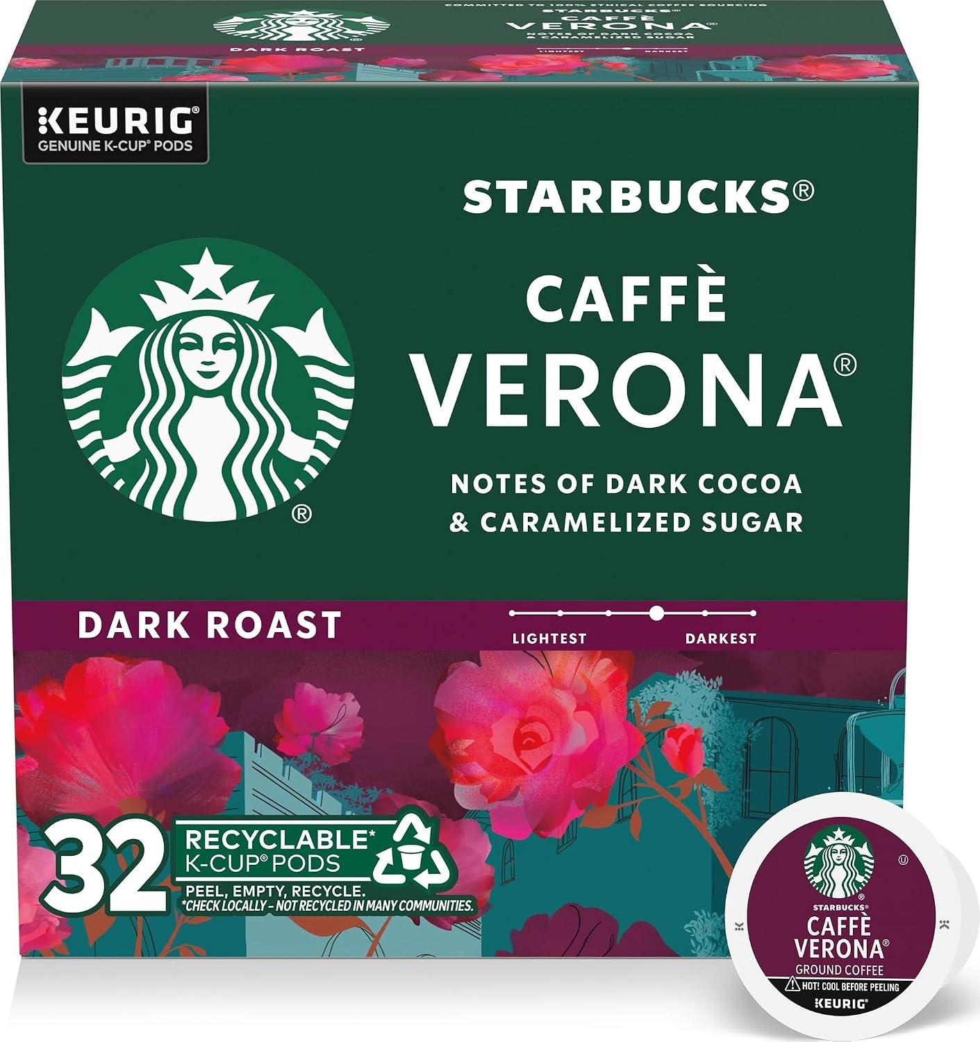 Starbucks K-Cup Coffee Pods, Dark Roast Hot or Iced Coffee, French Roast, 96 Keurig Pods