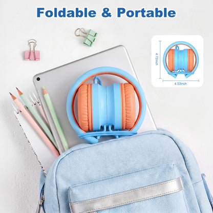 AILIHEN I35 Kids Headphones for School with Mic, 93dB Safe Volume, Orange