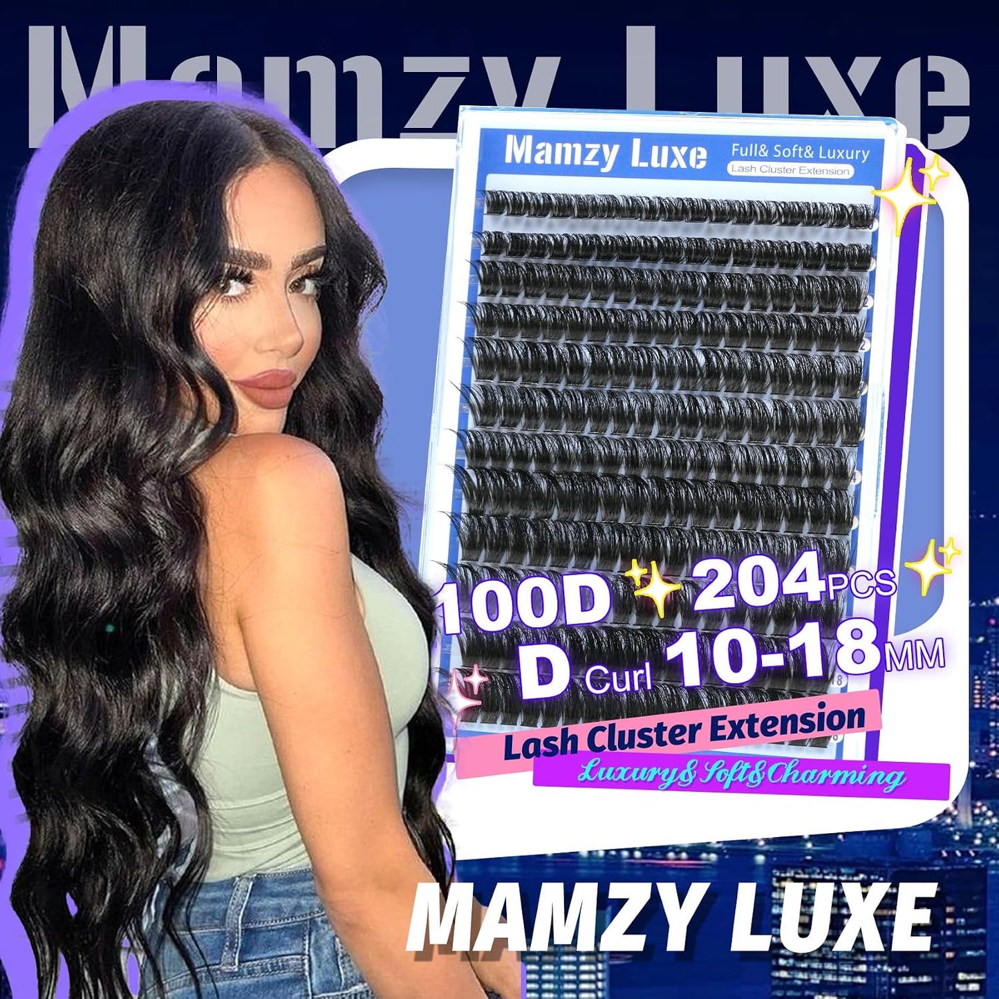 Lash Clusters Wispy 100D Eyelash Clusters 10-18mm Fluff Cluster Eyelash Extensions D Curl No Plastic Feel Individual Lashes Extension 204 Pcs Versatile False Eyelashes Clusters