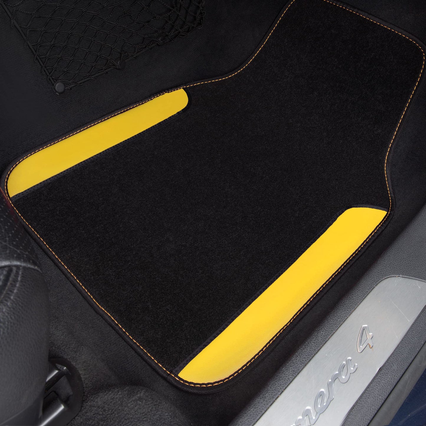 CAR PASS Waterproof Universal Fit Car Floor Mats, Faux Leather Car Carpet Mats, Black Car Mats with Anti-Slip Nibbs Backing & Driver Heel Pad Fit for SUV,Vans,sedans, Trucks,Set of 4pcs(All Black)