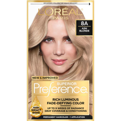 L'Oreal Paris Superior Preference Luminous Fade-Defying Permanent Hair Color, Hair Dye For Up to 9 Weeks of Radiance, Medium Brown 5, 1 Hair Dye Kit