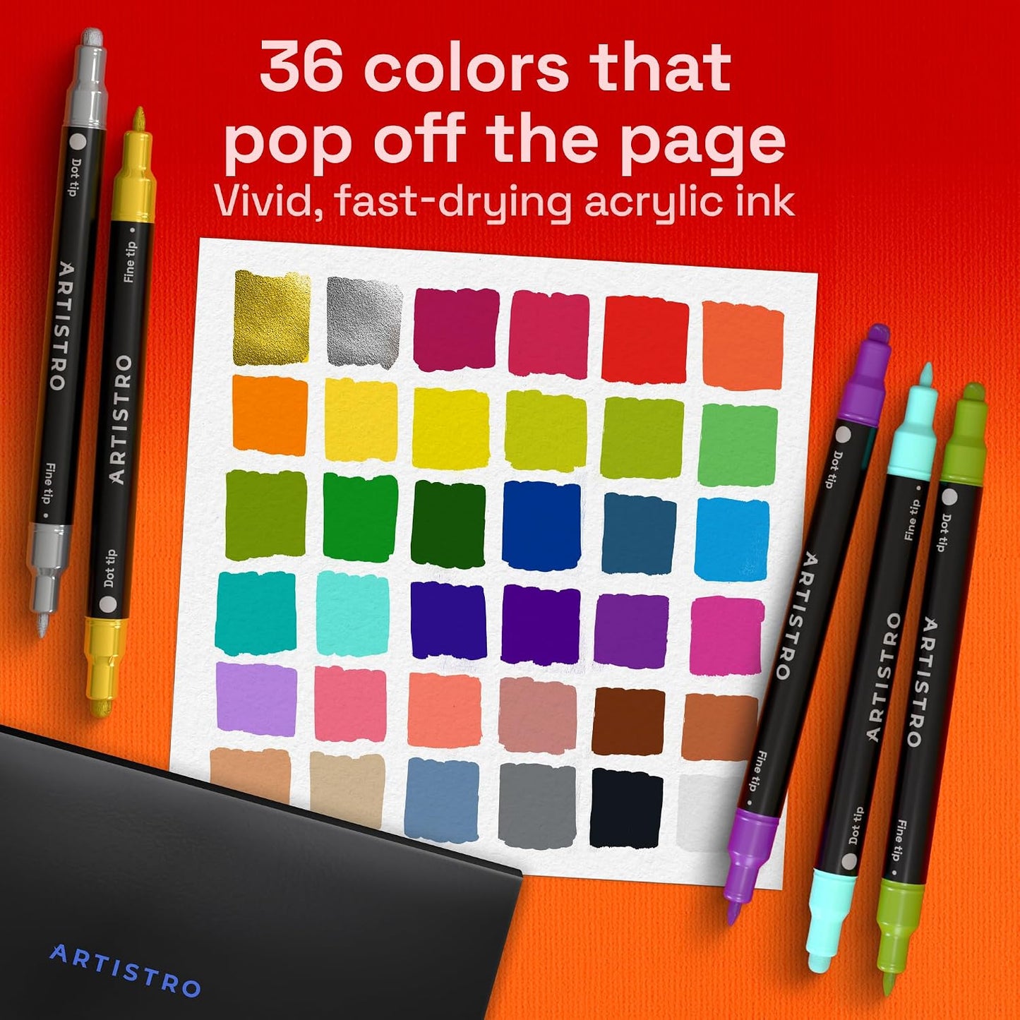 ARTISTRO Dual-Tip Acrylic Paint Marker Pens - Set of 36