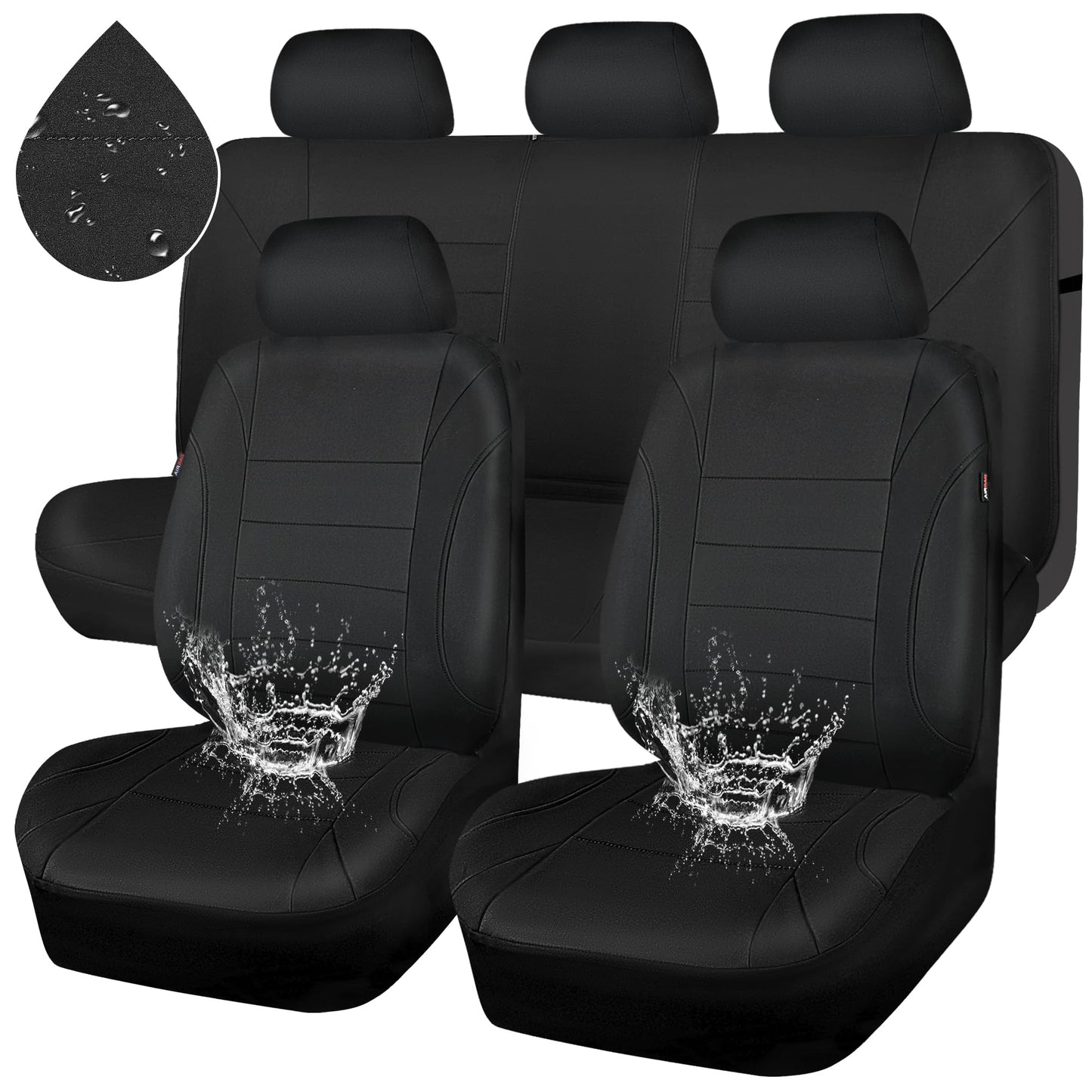 CAR PASS Waterproof Car Seat Covers Front Seats Only with 5mm Composite EVA, Neoprene Car Seat Cover with Separate Headrest Cover, Quick Setup Universal Fit for Car SUV Trucks,Airbag Compatible（Gray