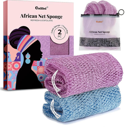 CORATED African Net Sponge with Knots Authentic, Shower Loofah Bath Sponge