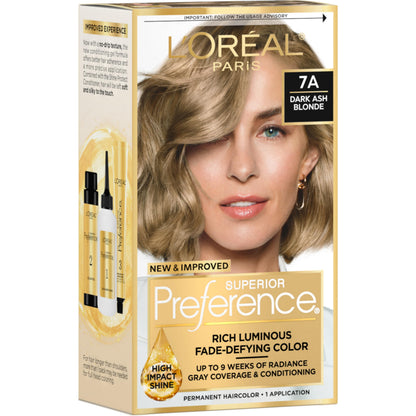 L'Oreal Paris Superior Preference Luminous Fade-Defying Permanent Hair Color, Hair Dye For Up to 9 Weeks of Radiance, Medium Brown 5, 1 Hair Dye Kit