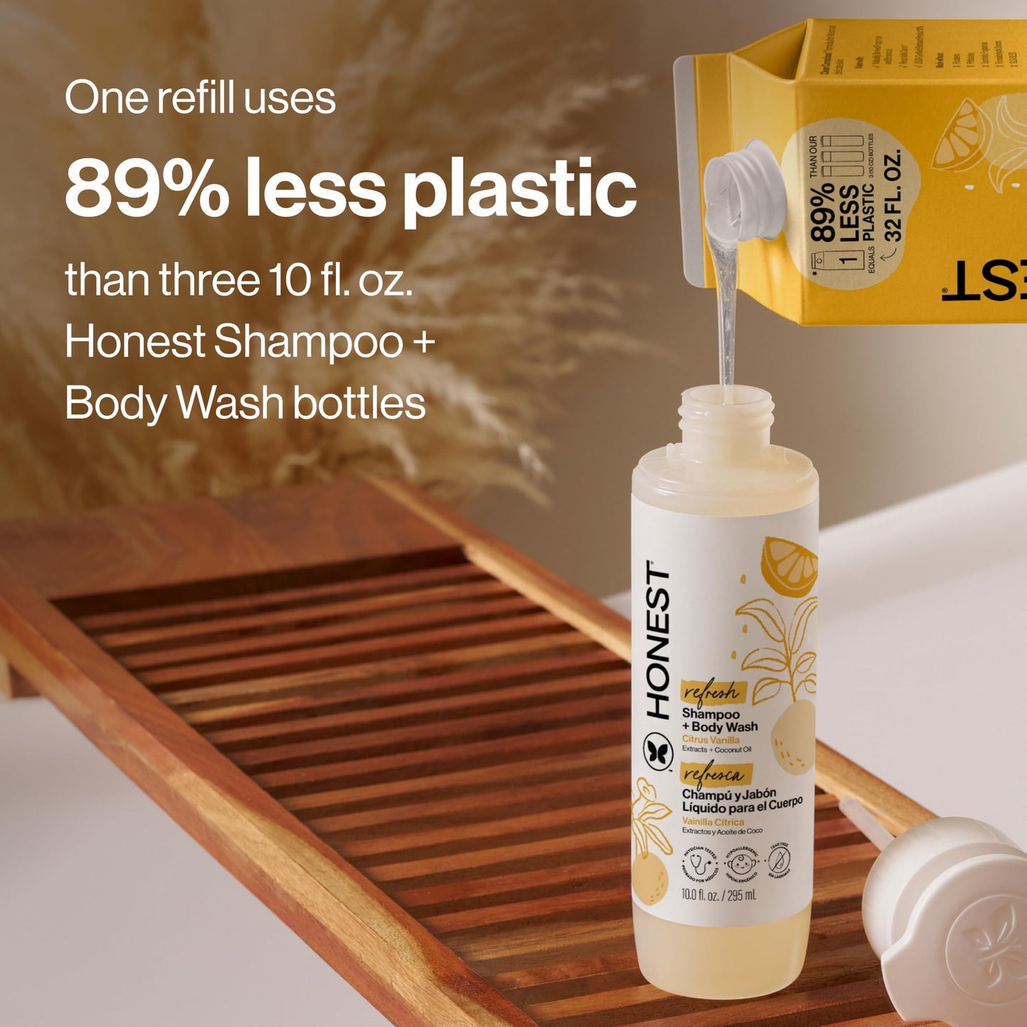 The Honest Company Shampoo & Body Wash, Tear-Free, Fragrance-Free, 10 fl oz