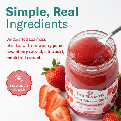 TrueSeaMoss Sea Moss Gel – Made in USA – Wildcrafted Seamoss, Fruits & Jarred Vegetables – Mango, Pack of 3 (Labels may Vary)