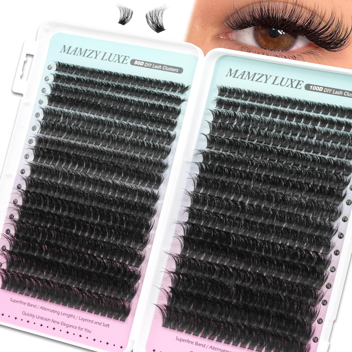 Lash Clusters Wispy 100D Eyelash Clusters 10-18mm Fluff Cluster Eyelash Extensions D Curl No Plastic Feel Individual Lashes Extension 204 Pcs Versatile False Eyelashes Clusters