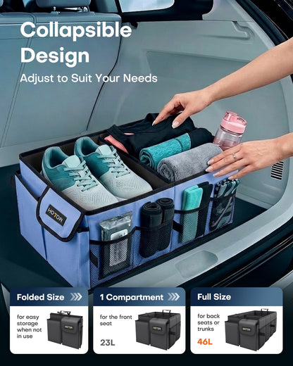HOTOR Trunk Organizer - Foldable Car Organizer for SUVs & Sedans Storage