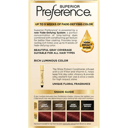 L'Oreal Paris Superior Preference Luminous Fade-Defying Permanent Hair Color, Hair Dye For Up to 9 Weeks of Radiance, Medium Brown 5, 1 Hair Dye Kit