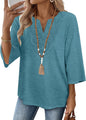 WIHOLL 3/4 Length Sleeve Womens Tops Boho V Neck Lace Shirt Trendy Blouses Dressy Casual Vacation Clothes S-3XL