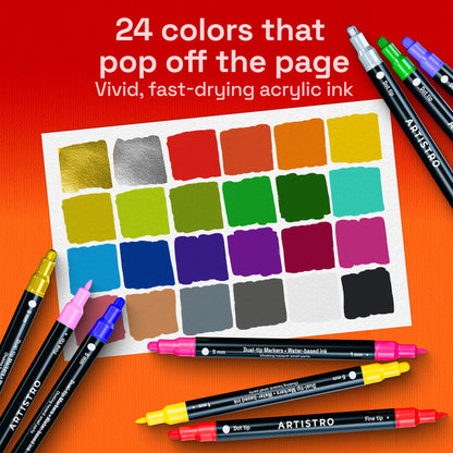 ARTISTRO Dual-Tip Acrylic Paint Marker Pens - Set of 36