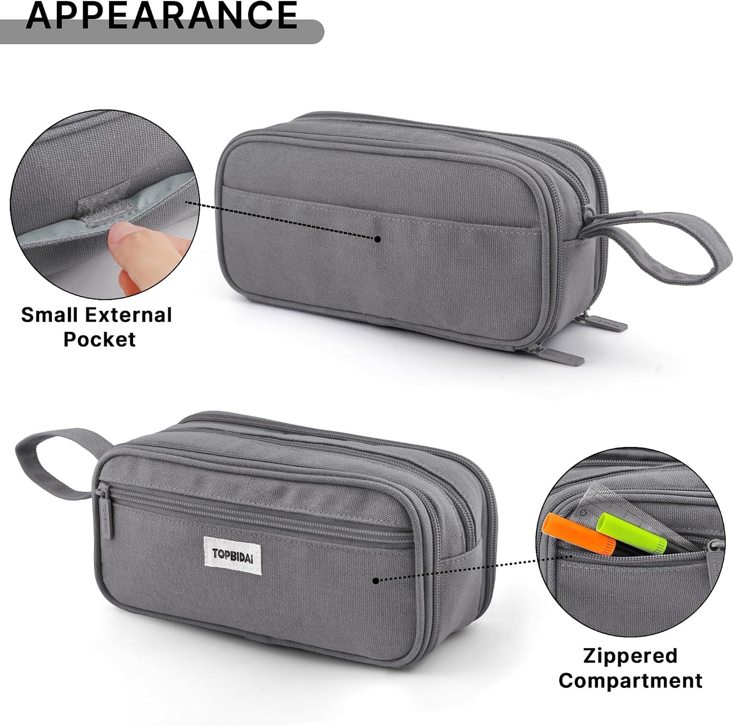 TOPBIDAI Large Pencil Case Pouch for Girls Boy Women Men Adults