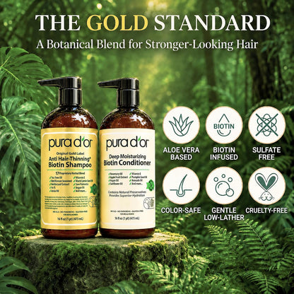 PURA D'OR Deep Moisturizing Biotin Hair Regrwoth Conditioner Thickens, Softens, & Moisturizes Dry, Frizzy, Damaged Hair w/Argan Oil, Pumpkin, Rosemary, Honeysuckle, Vitamin E, Men & Women, 16oz