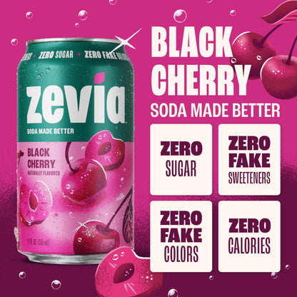 Zevia Zero Sugar Soda, Cola, 12 oz Cans (24-Pack) – Naturally Sweetened, Zero Calorie Sugar Free Soda - Non-GMO Project Verified, Gluten-Free, Vegan
