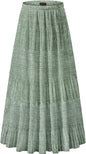 NASHALYLY Women's Chiffon Elastic High Waist Pleated A-Line Maxi Skirts