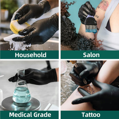 Supmedic Vinyl Disposable Exam Gloves, Black 4Mil Powder-Free Latex-Free Medical Food Safe Cooking Cleaning Glove 100 &1000Ct