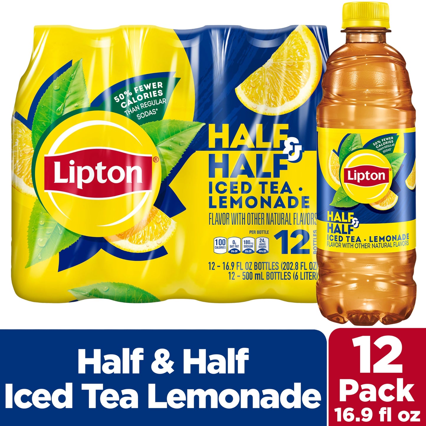 Lipton Iced Tea Lemon, 16.9 Fl Oz Bottles (Pack of 12)
