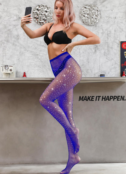 VEBZIN Sparkly Fishnets Stockings High Waist Tights for Women
