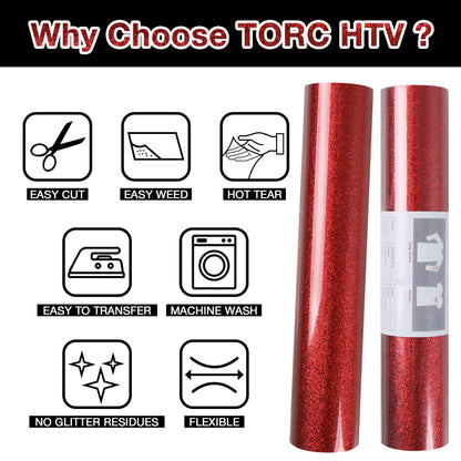TORC Blush Glitter HTV Heat Transfer Vinyl Roll 12 inch x 5 ft Iron on Vinyl for T Shirts Crafts