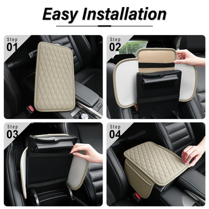 Amiss Car Center Console Cover, Upgraded Leather Car Armrest Cushion with 2 Storage Pockets, Universal Waterproof Cushion Pad, Non-Slip Car Interior Accessories, Fits Most Sedans SUVs Trucks (Black)