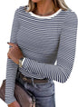ANRABESS Women Long Sleeve Shirts Ribbed Fitted Tops