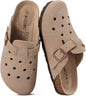KIDMI Genuine Suede Clogs for Women Men Cork Footbed Mules Potato Shoes