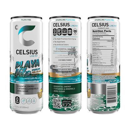 CELSIUS Sparkling Tropical Vibe, Functional Essential Energy Drink 12 Fl Oz (Pack of 12)