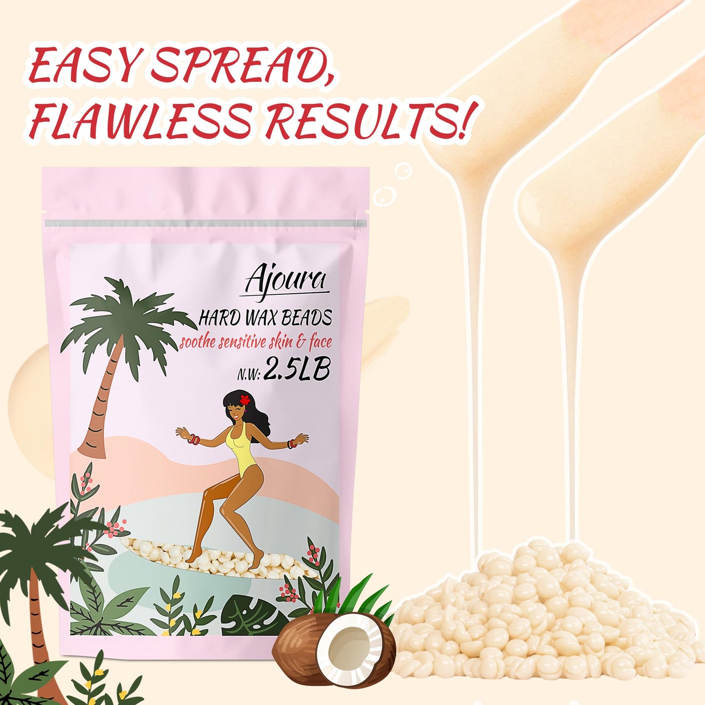 Ajoura 1 lb Hard Wax Beads for Hair Removal, Chamomile Wax Beans, Blue