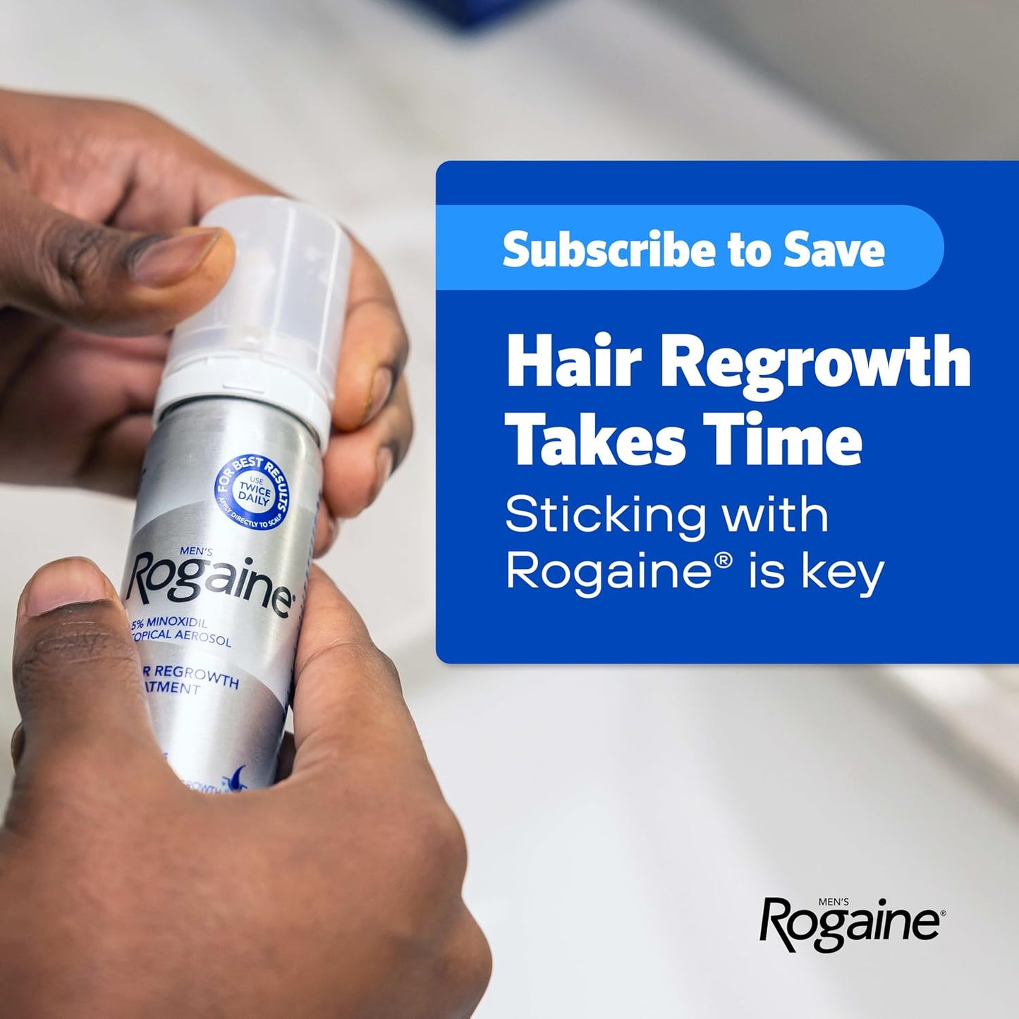 Men's Rogaine 5% Minoxidil Topical Foam, Unscented, 3 Mo Supply, 3x 2.11 Oz