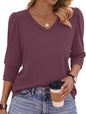 Zeagoo Womens 3/4 Sleeve V Neck T Shirts Dressy Casual Tops