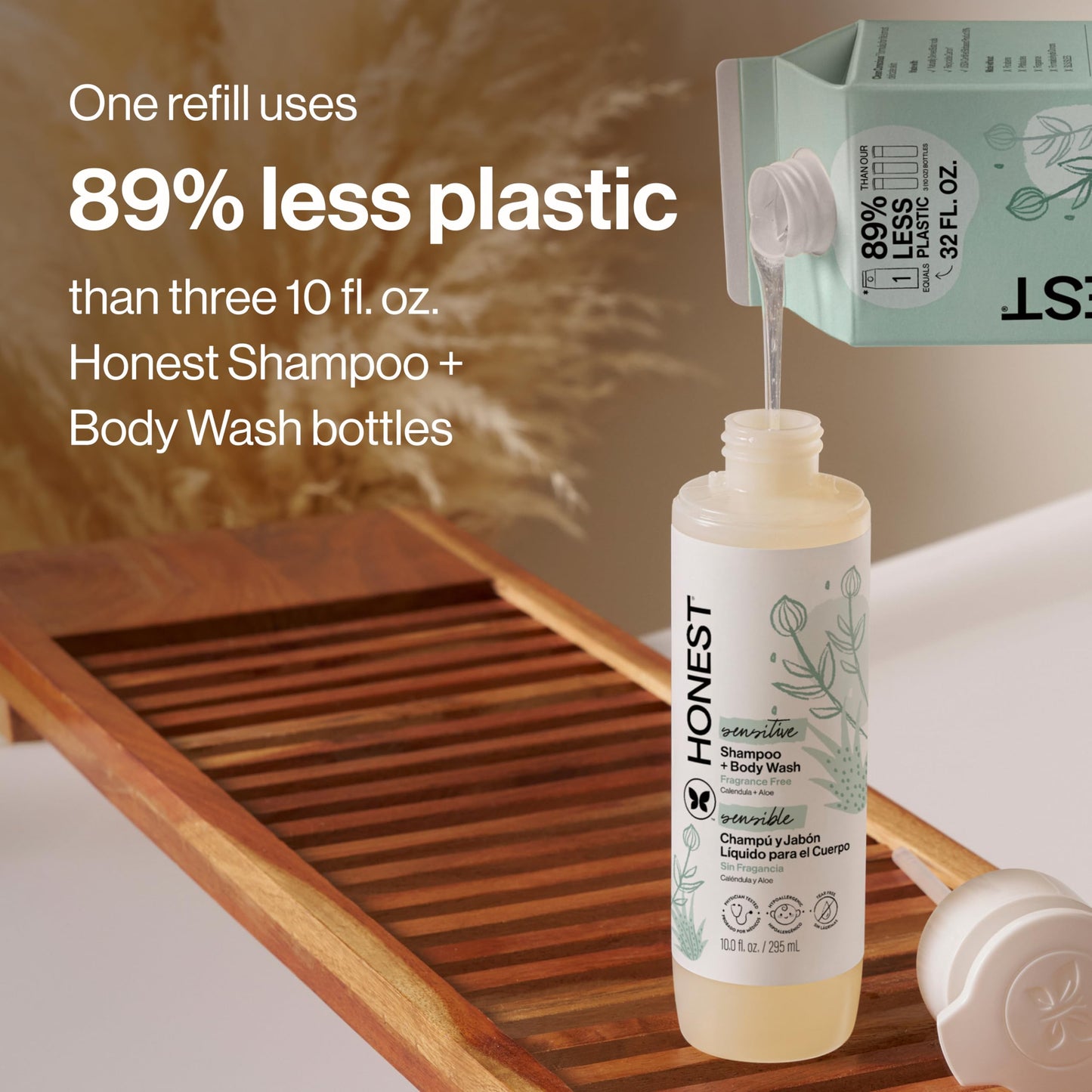 The Honest Company Shampoo & Body Wash, Tear-Free, Fragrance-Free, 10 fl oz