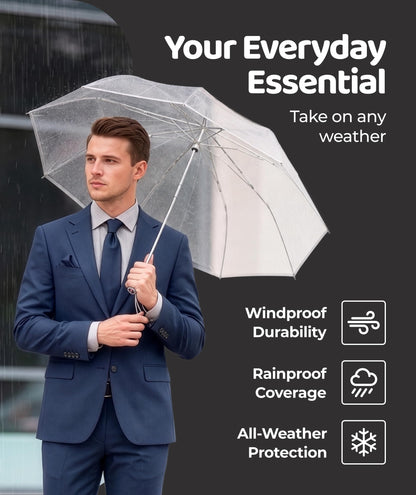 Windproof Travel Umbrella - Compact & Withstands Winds up to 100MPH, Strongest Premium Auto Folding Umbrella for Rain and Sun - Durable, Light & Portable for Women & Men, Fits Backpack & Cars