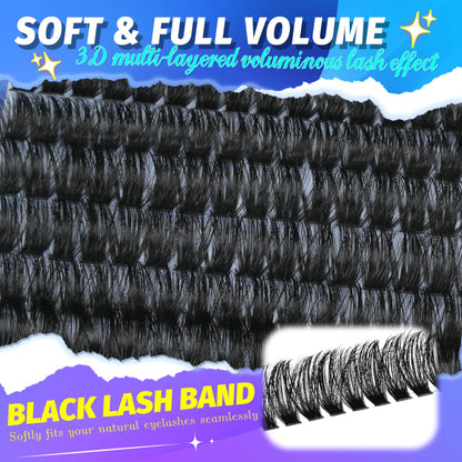 Lash Clusters Wispy 100D Eyelash Clusters 10-18mm Fluff Cluster Eyelash Extensions D Curl No Plastic Feel Individual Lashes Extension 204 Pcs Versatile False Eyelashes Clusters