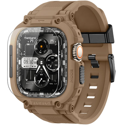 amBand Bands Compatible with Apple Watch 9/8/7/6/5/4 & SE 3/2/1 45mm/44mm Case for Men, M1 Sport Series Rugged Case Protective Cover for iWatch SE3/SE2/6/SE/5/4 44/45 mm Men Black