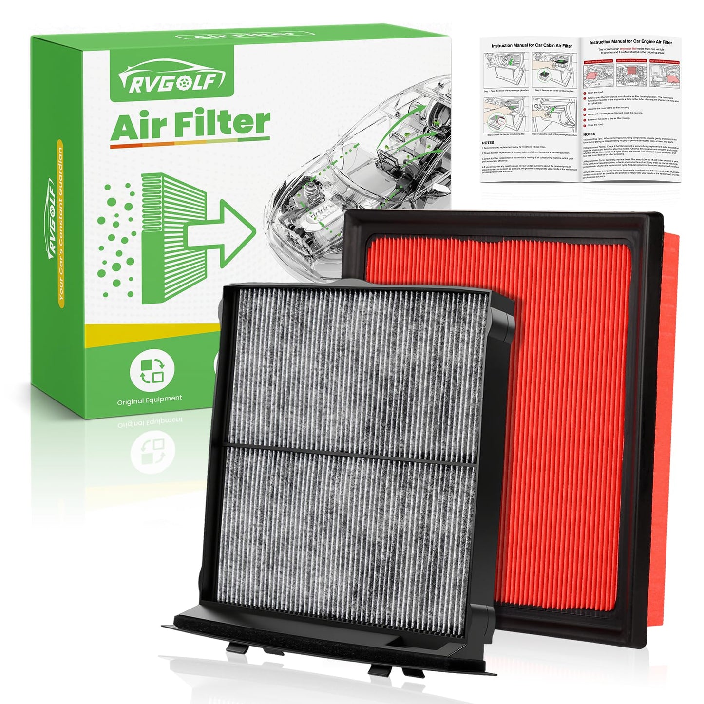 Engine+Cabin Air Filter Fit for 2014-2020 Rogue, 2017-2022 Rogue Sport