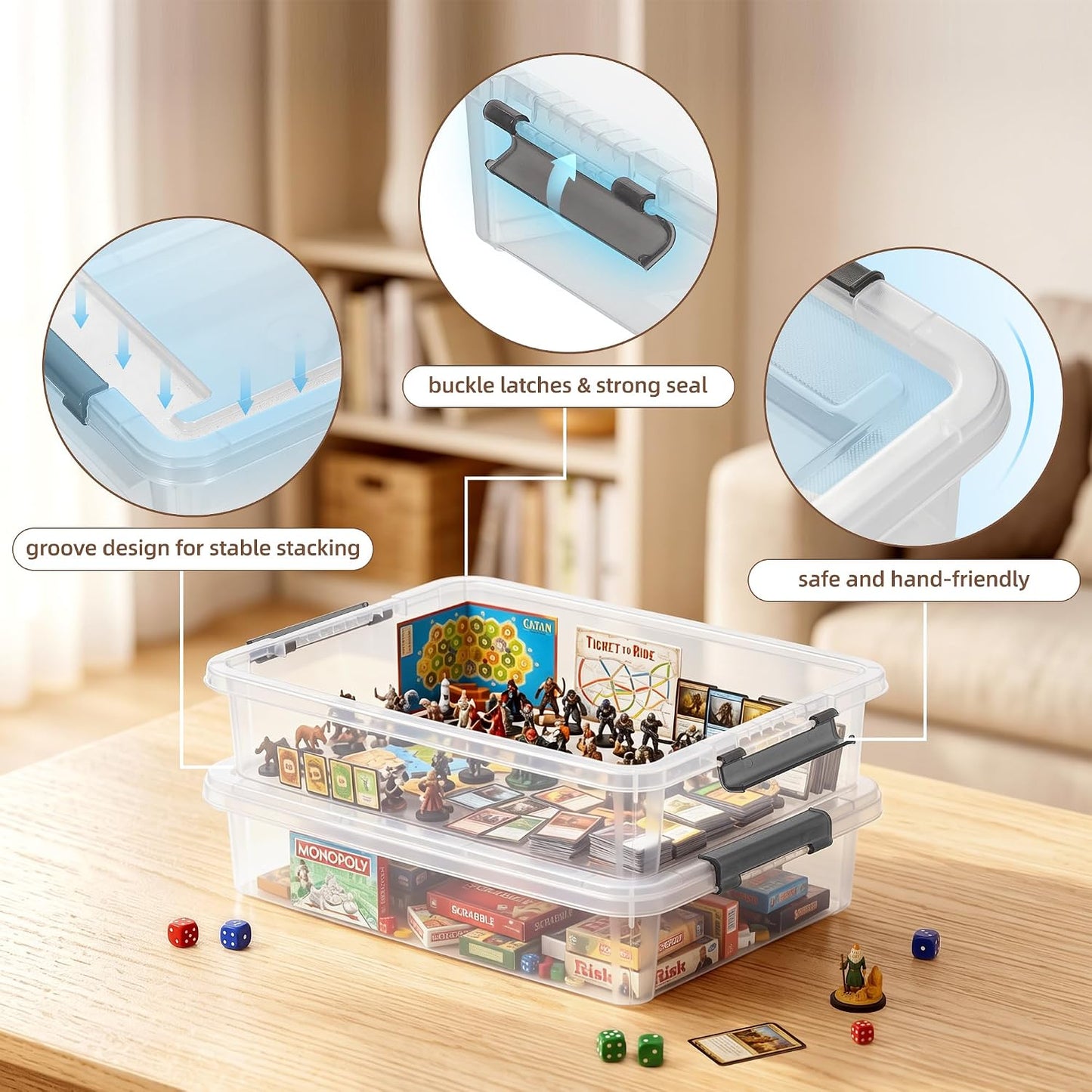 Citylife 6Qt 4Packs Clear Craft Organizers and Storage BOX, Sensory Bins
