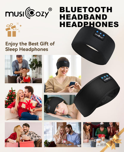 MUSICOZY Sleep Headphones Bluetooth Headband Headphones for Side Sleepers