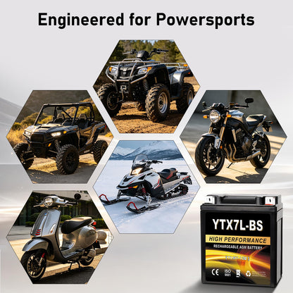 YTX14AH-BS 12V 12Ah Motorcycle Battery, 220CCA Rechargeable Maintenance Free Sealed AGM Battery, Powersport Replacement for ATV, UTV, Scooter