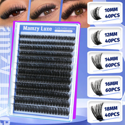 Lash Clusters Wispy 100D Eyelash Clusters 10-18mm Fluff Cluster Eyelash Extensions D Curl No Plastic Feel Individual Lashes Extension 204 Pcs Versatile False Eyelashes Clusters