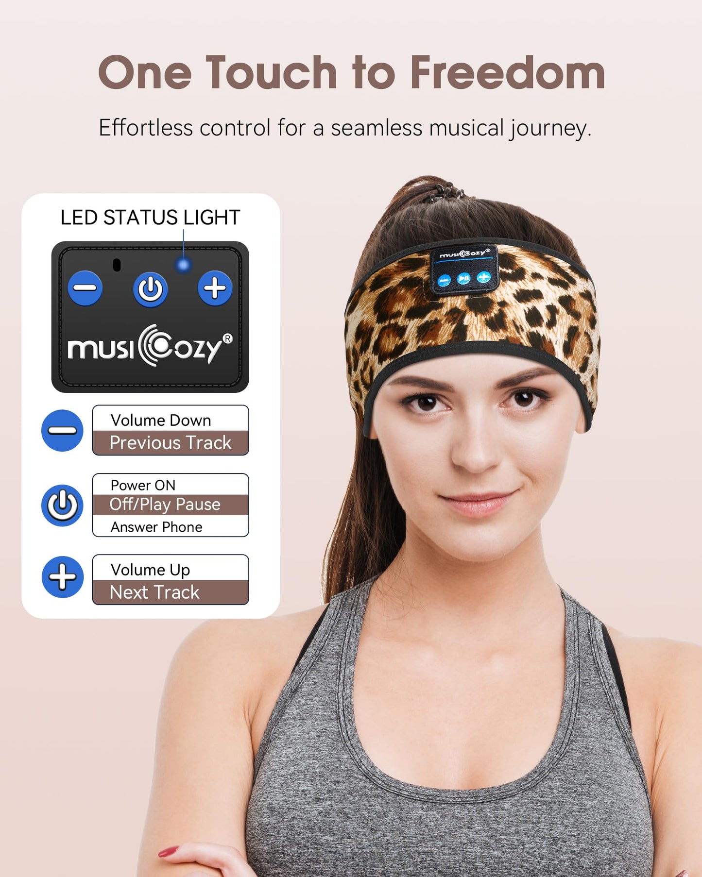 MUSICOZY Sleep Headphones Bluetooth Headband Headphones for Side Sleepers