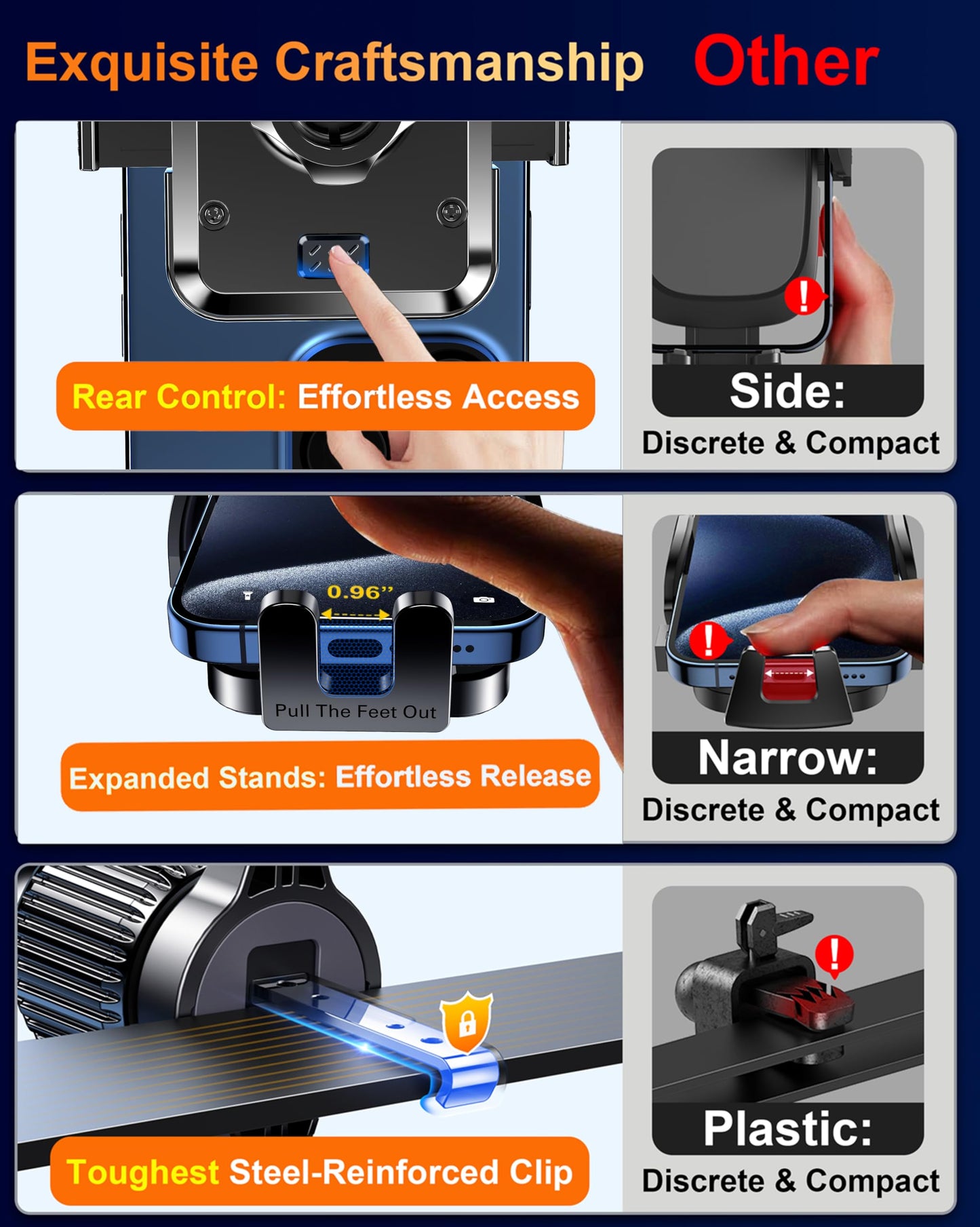 Qifutan Dash Mounted Holders Phone Holders for Your Car Phone Mount for Car Dashboard Windshield Air Vent Universal Desk Mounts Hands Free Automobile Cell Phone Holder Fit for iPhone Smartphone