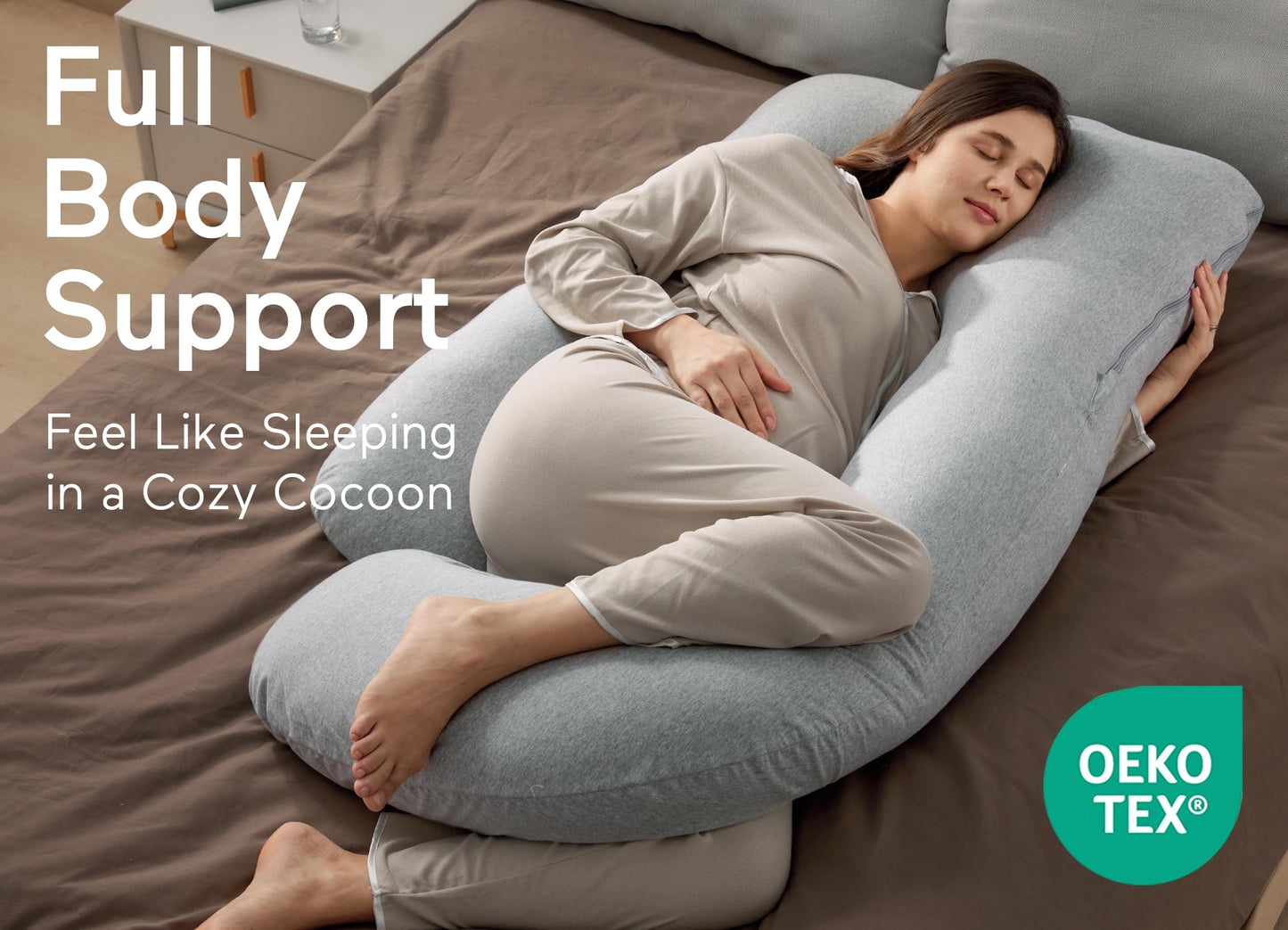 Momcozy Pregnancy Pillow for Sleeping - U Shaped Full Body Maternity Pillow