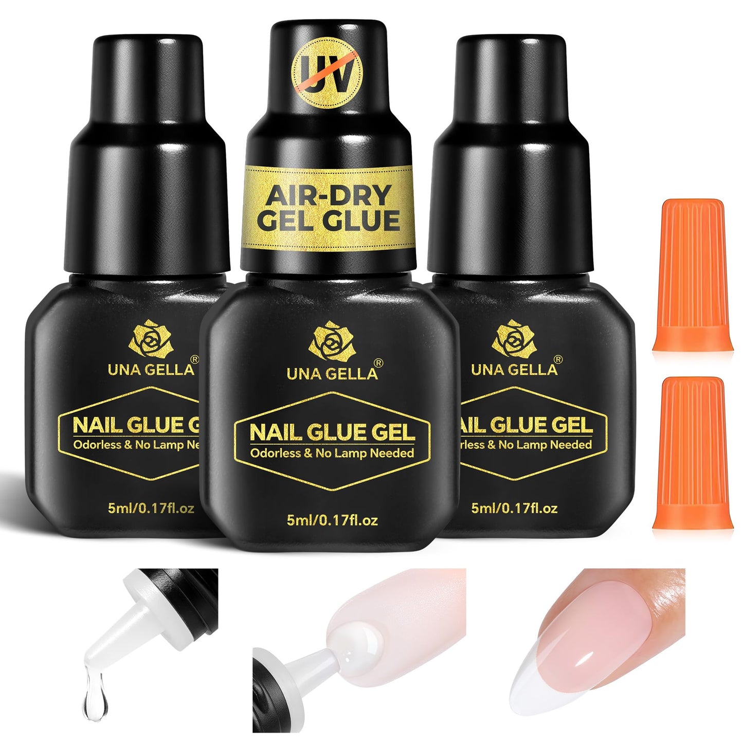 UNA GELLA 15g Nail Glue for Press On Nails with 20ml Nail Glue Remover Kit